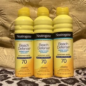 (LOT OF 5!) Neutrogena Beach Defense Water+Sun Protection Spray SPF 70, 6.5oz